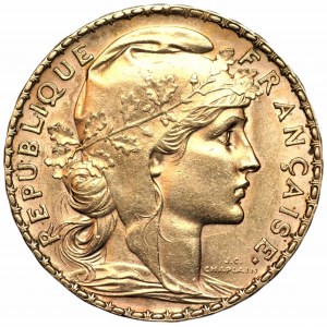 FRANCJA - 20 franków 1907 - złoto