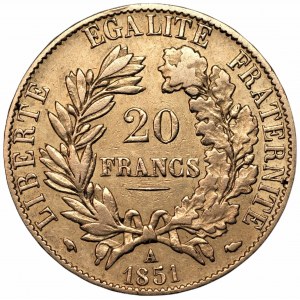 FRANCJA - 20 franków 1851 - (A) Paryż