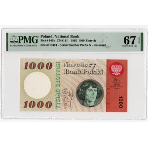 1.000 złotych 1965 - seria S - PMG 67 EPQ - 2 ga max nota