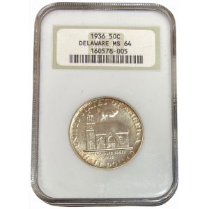 USA - 1/2 dolara 1936 - 300 rocznica Delaware - NGC MS64