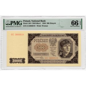 500 złotych 1948 - seria CC - PMG 66 EPQ