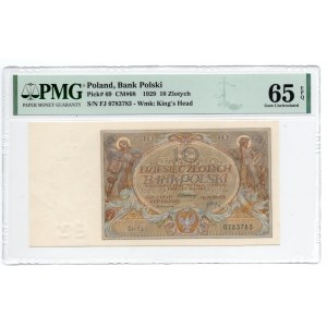 10 złotych 1929 - seria FJ - PMG 65 EPQ