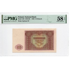 10 złotych 1946 - PMG 58 EPQ