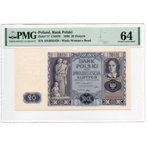 20 złotych 1936 - seria AN - PMG 64