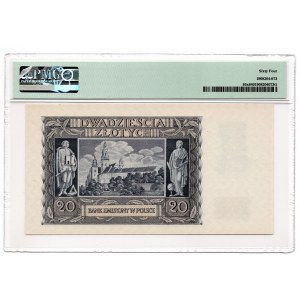 20 złotych 1940 - rzadka seria O - WWII London Counterfeit - PMG 64