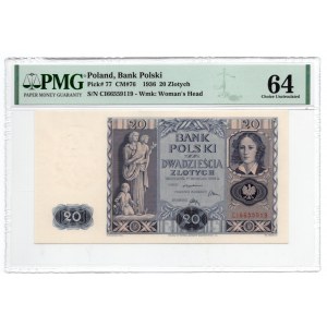 20 złotych 1936 - seria CI - PMG 64