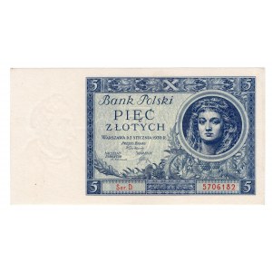 5 złotych 1930 - rzdsza, jednoliterowa seria D