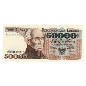 50 000 złotych 1989 - seria A - bankowy egzemplarz