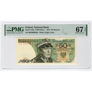 50 złotych 1975 - seria BE- PMG 67 EPQ