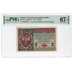 2 marki 1916 - Generał seria B - PMG 67 EPQ - Wyśmienity