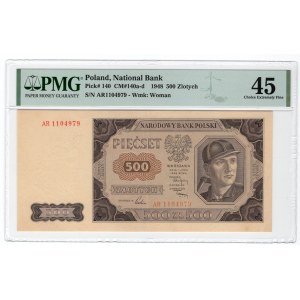 500 złotych 1948 - seria AR - PMG 45