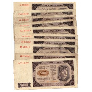 500 złotych 1948 - set 10 sztuk rózne serie