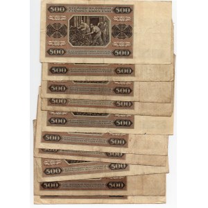 500 złotych 1948 - set 10 sztuk rózne serie