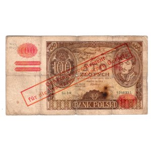 100 złotych 1934 - seria BM - przedruk okupacyjny
