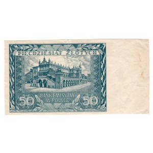 50 złotych 1940 - awers czysty rewers tylko poddruk