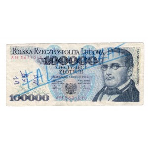 100.000 złotych 1990 - seria AM - Falsyfikat