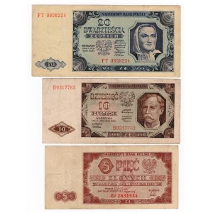 Zestaw 6 sztuk banknotów z 1948 roku