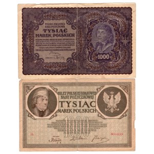 SET 2 sztuk 1.000 marek 1919 seria IA / 1.000 marek 1919 IIserja BZ/