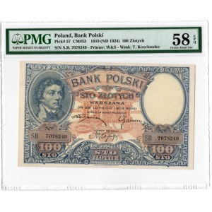100 złotych 1919 - seria S.B. - PMG 58 EPQ