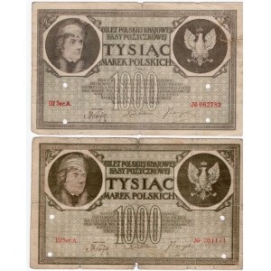 1.000 marek polskich 1919 - zestaw 3 sztuk FALSYFIKATÓW