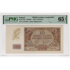 10 złotych 1940 - seria L. - WWII London Counterfeit - PMG 65 EPQ