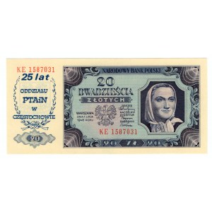 20 złotych 1948 - seria KE - z nadrukiem okolicznościowym