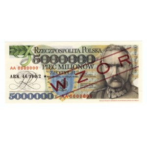 Wzór - 5.000.000 złotych 1995 - seria AA 0000000 - ARK