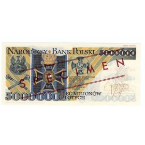 Wzór - 5.000.000 złotych 1995 - seria AA 0000000 - ARK