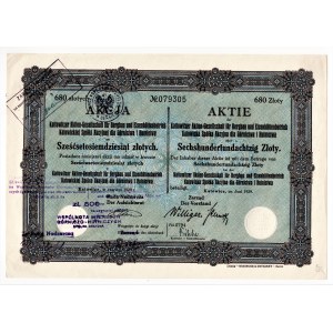 Katowickiej S.A. dla Górnictwa i Hutnictwa - 680 złotych 1929