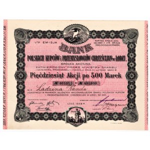 Bank Polskich Kupców i Przemysłowców Chrześcijan w Łodzi - imienna - Em.5, 50 x 500 marek 1923