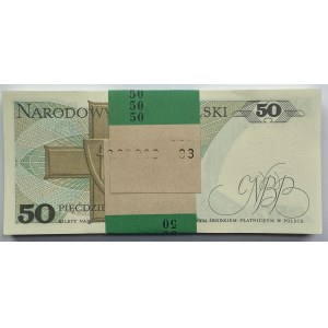 Paczka Bankowa 100 sztuk 50 złotych 1988 wraz z banderolą - seria HY