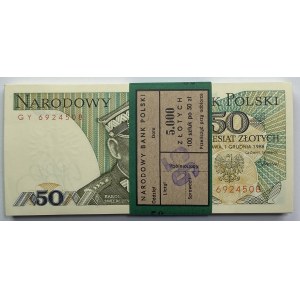 Paczka Bankowa 100 sztuk 50 złotych 1988 wraz z banderolą - seria GY