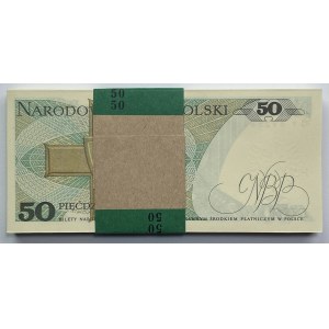 Paczka Bankowa 100 sztuk 50 złotych 1988 wraz z banderolą - seria GY