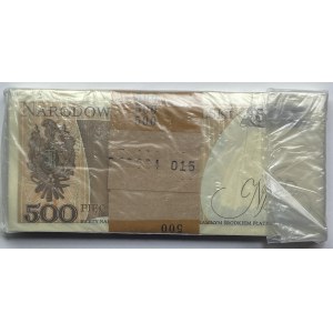 Paczka Bankowa 100 sztuk 500 złotych 1982 wraz z banderolą - seria GF
