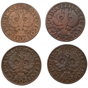 II RP - zestaw 4 sztuk 5 groszy 1928, 1931, 1936, 1939