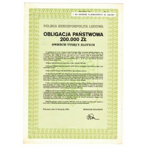 Obligacja Państwowa 200.000 złotych 1989