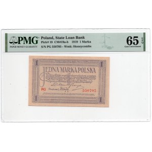 1 marka polska 1919 - seria PG - PMG 65 EPQ