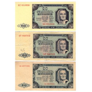 SET 3 sztuki 20 złotych 1948 - MIX serii