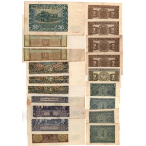 Zestaw 19 sztuk banknotów 1929-1941