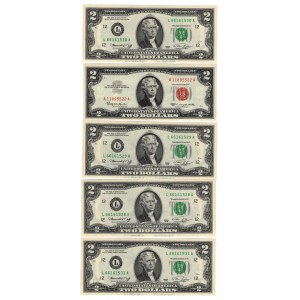 USA - zestaw banknotów 5 x 2 dolary 1963-1976