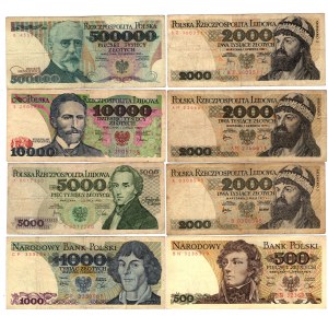 PRL - zestaw 8 sztuk banknotów 1977-1990