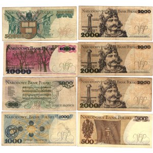 PRL - zestaw 8 sztuk banknotów 1977-1990