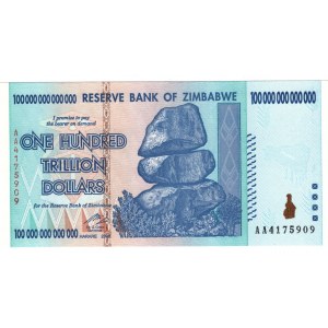 ZIMBABWE - 100 bilionów dolarów 2008 - seria AA