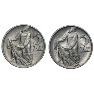 PRL - 2 x 5 złoty 1958-1959 - Rybak