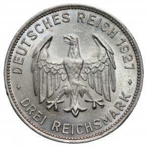 NIEMCY - Republika Weimarska - 3 marki 1927 - F, Stuttgart - Uniwersytet w Tybindze
