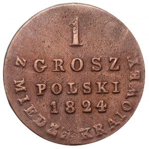 KRÓLESTWO POLSKIE - 1 grosz 1824 z MIEDZI KRAJOWEY