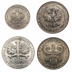 PRL - 4 x 10 złotych 1965-1969, mennicze