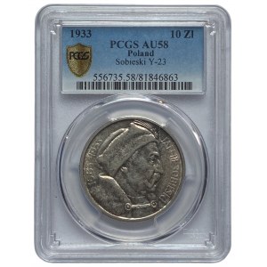 II RP - 10 złotych 1933 - Jan III Sobieski - PCGS AU58