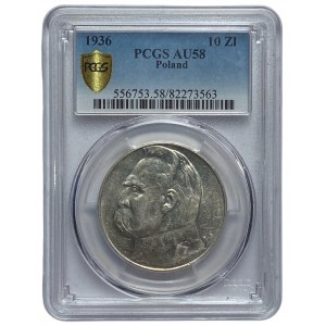 II RP - 10 złotych 1936 - Józef Piłsudski - PCGS AU58