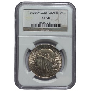 II RP - 10 złotych 1932 - Głowa kobiety - NGC AU 58